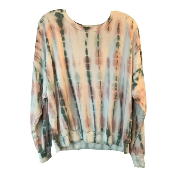 Young Fabulous & Broke Mint & Pink  Tie-Dye Crew Neck Lightweight Sweatshirt L - Picture 1 of 9